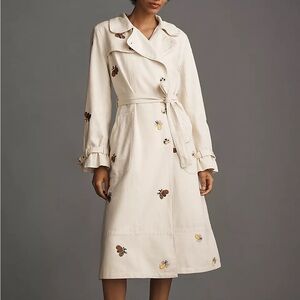 NWT ANTHROPOLOGIE MAEVE EMBROIDERED TRENCH COAT